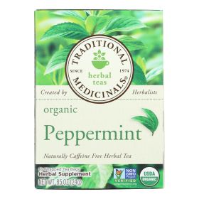 Traditional Medicinals Organic Peppermint Herbal Tea - Caffeine Free - Case Of 6 - 16 Bags