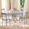 TOPMAX 5-Piece Rustic Round Pedestal Extendable Dining Table Set with 15.7" Removable Leaf and Simple Dining Chirs for Small Places, Gray