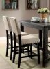 Antique Black Wooden 5pc Counter Height Dining Set Table And 4x Chairs Beige Linen Like Fabric Cushions Nailhead Trim Chairs