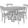 TOPMAX 5-Piece Rustic Round Pedestal Extendable Dining Table Set with 15.7" Removable Leaf and Simple Dining Chirs for Small Places, Gray