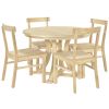 TOPMAX 5-Piece Rustic Round Pedestal Extendable Dining Table Set with 15.7" Removable Leaf and Simple Dining Chirs for Small Places, Natural